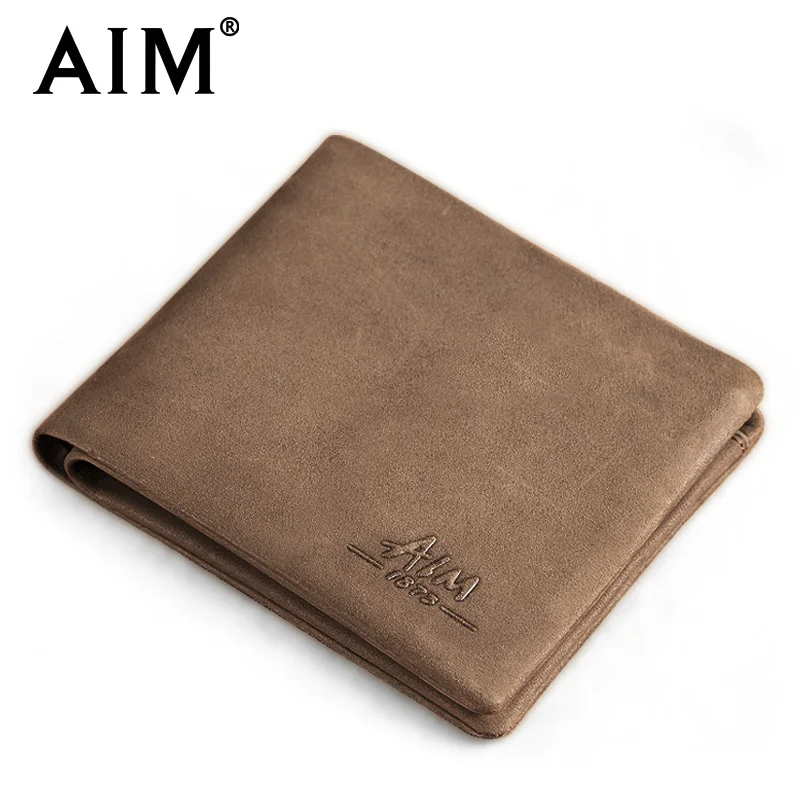 AIM Real Genuine Leather Wallet Men Luxury Brand Wallets Short Suede Leather Card Holder Fashion Male Vintage Coin Purse A213 AIM Real Genuine Leather Wallet Men Luxury Brand Wallets Short Suede Leather Card Holder Fashion Male Vintage Coin Purse A213