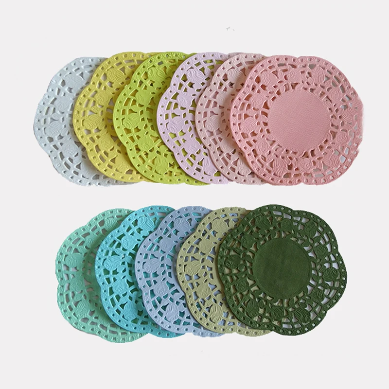 

4.5inch/11.4cm Paper doilies individual table placemats lace dining table mats drink coasters set de table kitchen tableware pad