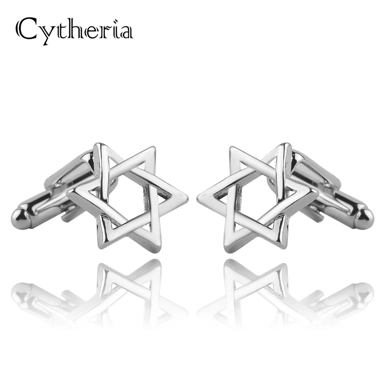 

Hexagonal star Cufflinks For Mens Trendy Star of David Cuff Links French Shirt Ooffice Cufflink Buttons Christmas Gift
