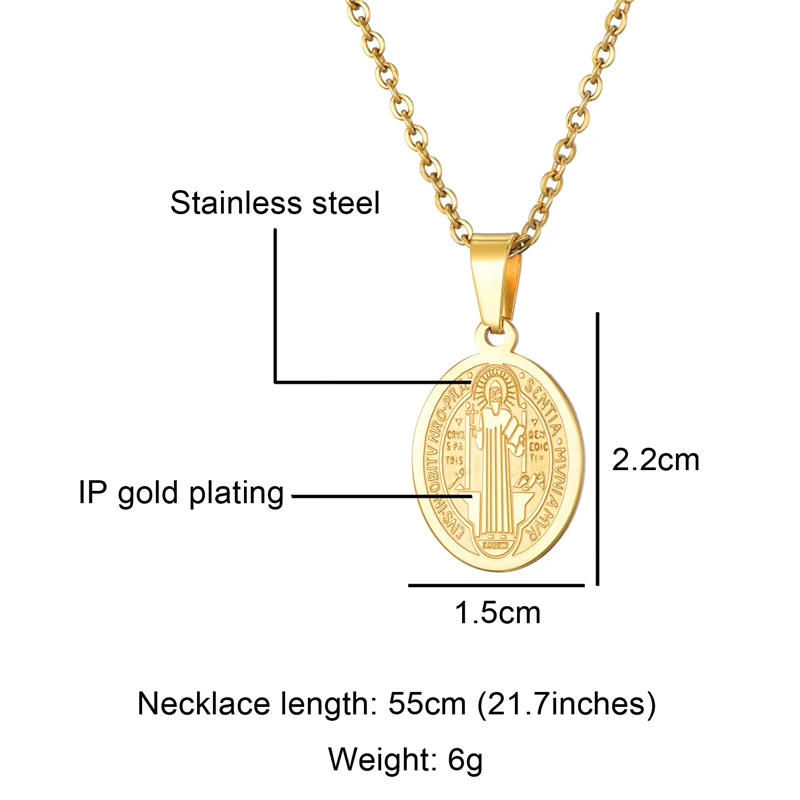 D&Z медаль Сан бенто кулон ожерелье для мужчин и женщин золотой цвет святой Бенедикт Религиозные ювелирные изделия