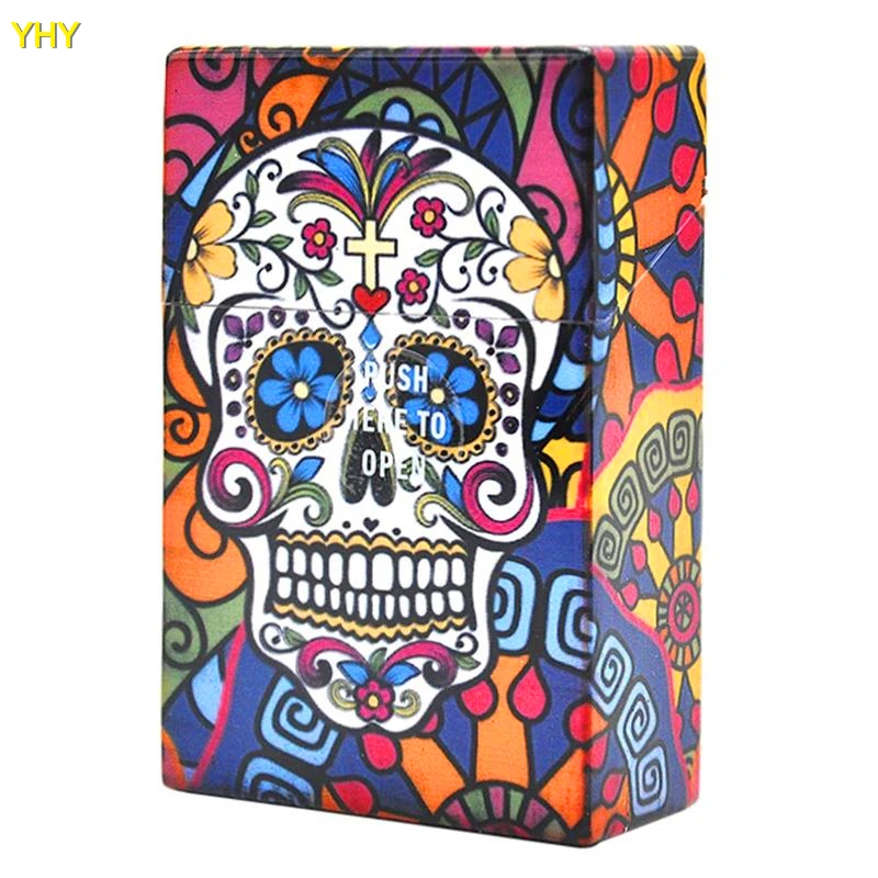 Newest Colorful Human Skeleton Skull Cigarette Cases 95MM Plastic Storage Box High Quality Exclusive Design Automatic Opening03