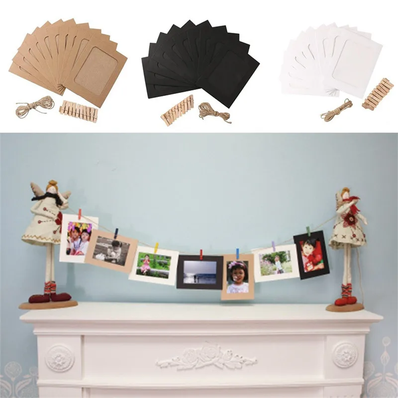 10Pcs Paper Photo DIY Wall Picture Creative Hanging Frame Album Rope