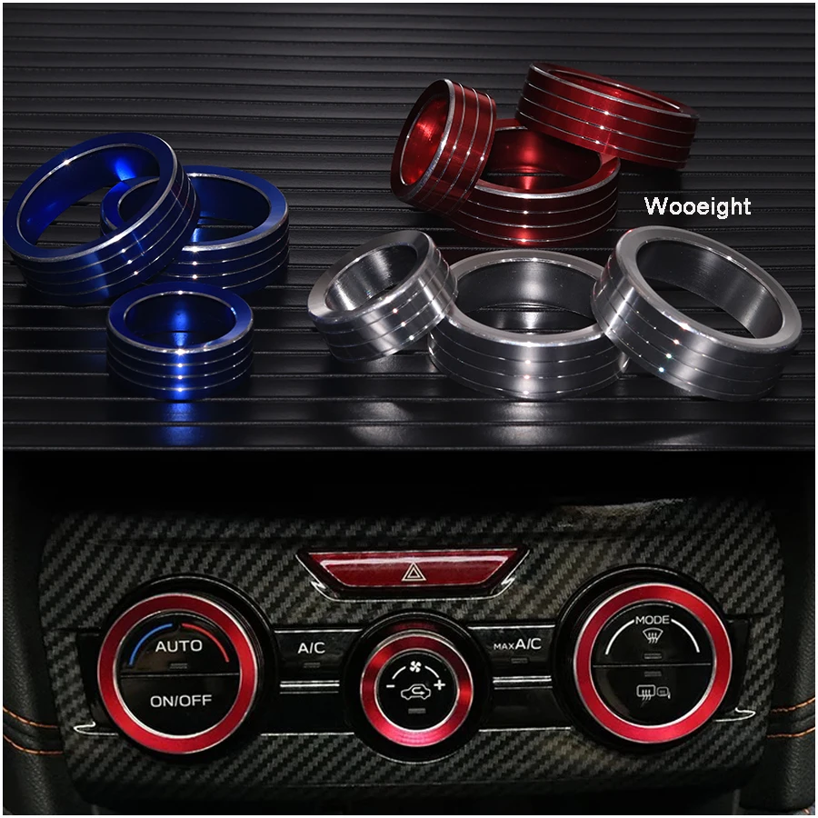 3PCS Red Interior Air Condition Adjust Button Cover Trim For Subaru XV 2018