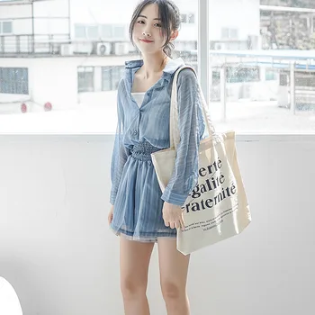 

110818 new hot women handbag female Letter printed canvas shopping bag lady casual large tote bag