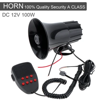 

100W 7 Sounds Tones Loud Horn Auto Car Truck Vehicle Speaker Warning Alarm Siren Horn Police Fire Ambulance Loudspeaker with MIC