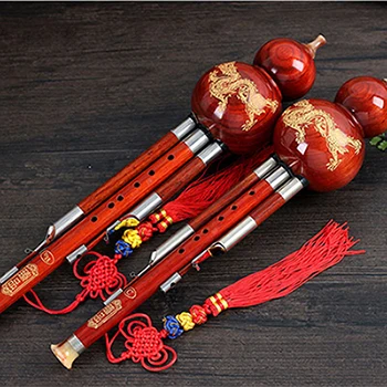 Дерево кукурбит Флейта Китайская традиционная духовой музыкальный инструмент C/Bb ключ Ebony Хулуси flauta в народном стиле - Цвет: Padauk