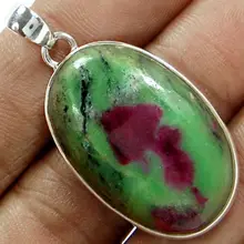 Кулон ручной работы из настоящего рубинового зосита, стерлингового серебра 925 пробы, 46 мм, 14,5 г, KP0107