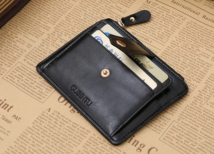 Классический кошелек для монет на молнии, черный, коричневый, красный цвета, отделение для кредитных карт, отделение для монет, карман, кошелек
