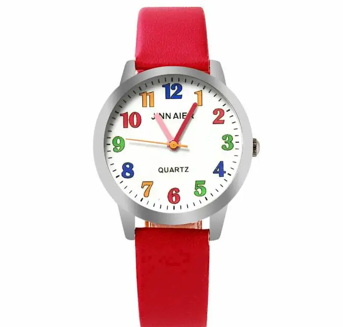 Лидирующий бренд; модная детская одежда кварцевые аналоговые часы с кожаным ремешком наручные часы для мальчиков и девочек - Цвет: Red
