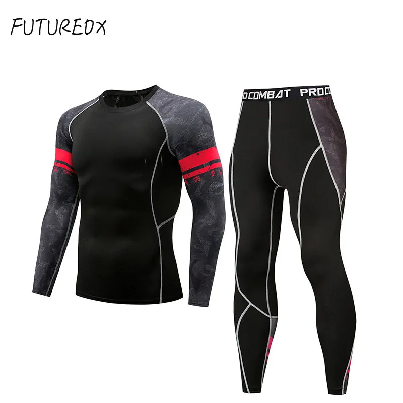 Ceny Mma rashguard koszulka fitness z długim rękawem męska koszulka kompresyjna strój do fitnessu koszulka męska rajstopy oprzyrządowanie marka zestaw bielizna termiczna