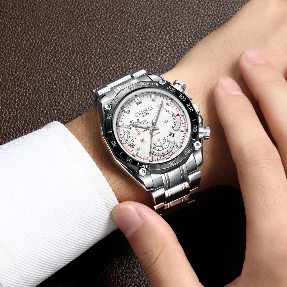 Chenxi мужские часы лучший бренд класса люкс мужские спортивные часы из нержавеющей стали Кварцевые часы Модные Военные мужские часы heren horloge