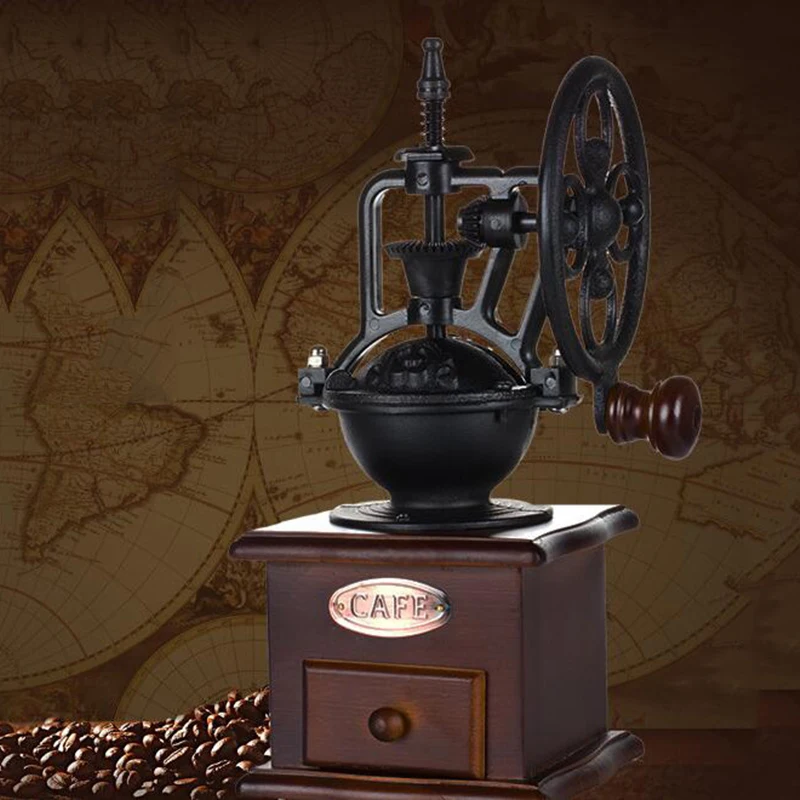 

Manual Coffee Grinder Hand Crank Coffee Grinder Antique Cast Iron Hand Crank Coffee Mill With Grind Settings & Catch Drawer Gift