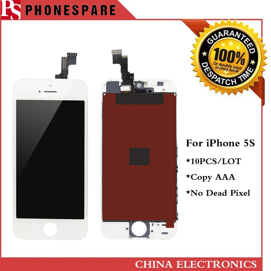 10PCS/LOT Black and White Grade AAA Quality Mobile Phone LCD Display For Apple iPhone 5S LCD Touch Screen Digitizer Assembly