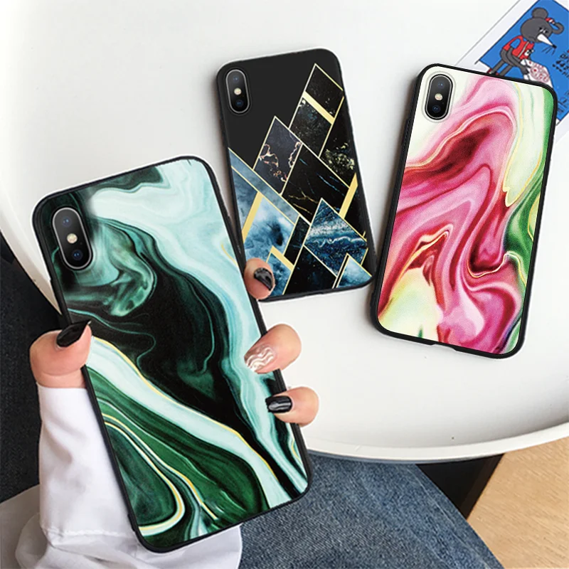 

Marble Texture Phone Cases for One Plus 5T Silicone Fundas For Oneplus 6 6T Geometric Quicksand Case Soft TPU Back Cover Coque