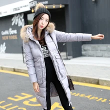 Fur Collar Womens Down Coat 2016 Winter Cotton Down Jacket Women Long Coat Parkas Thicken Female Hooded Warm Clothes