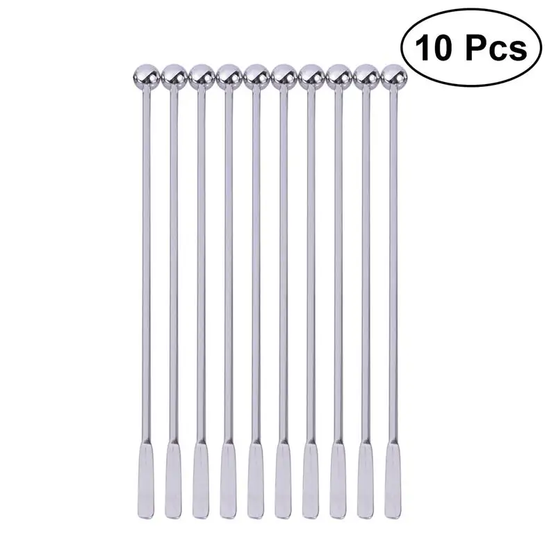 10Pcs 19cm Stainless Steel Cocktail Drink Swizzle Stick Stirring Mixing