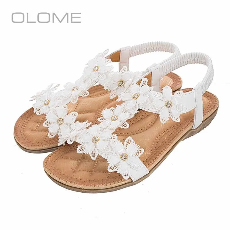 

OLOME new super fire personality wild Wear resistant T-flowers comfortable soft women's sandals female Large size 36-43