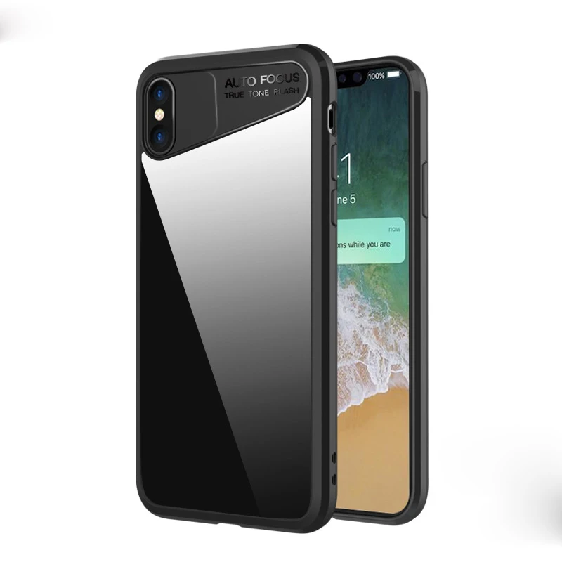 Fashion Clear Case for Apple iPhone X Cases TPU + PC Hard Camera Protect Transparent Back Cover Coque Capa |