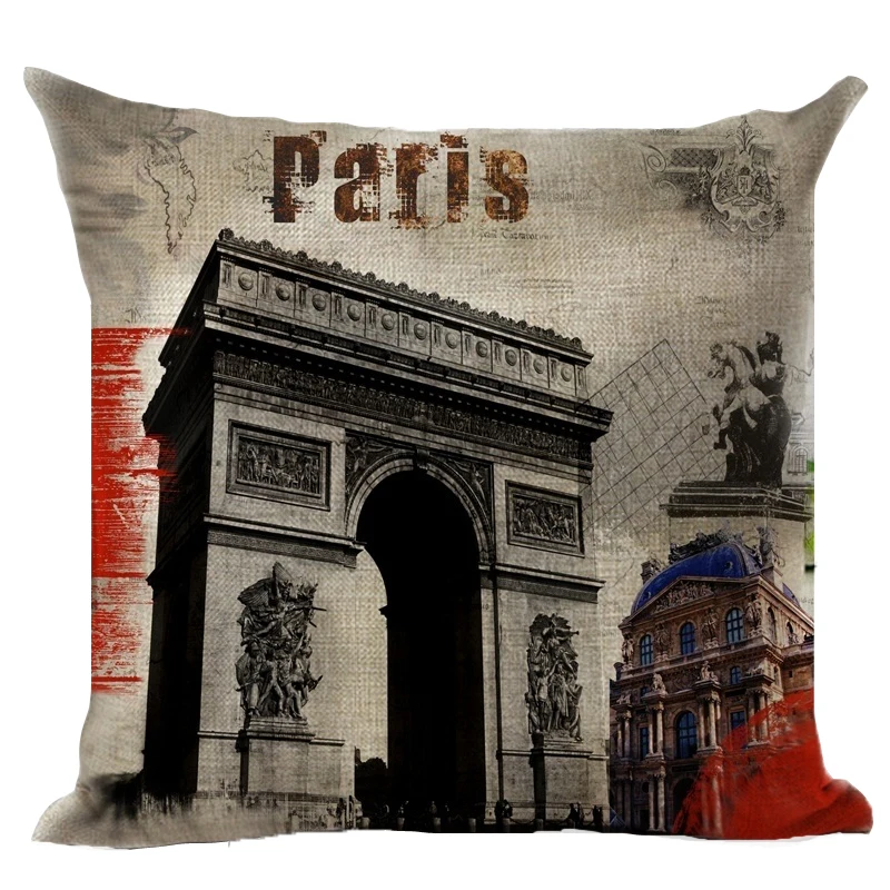 Pillow Case World Famous Buildings Pillowcase Cotton Linen 18x18 Inches