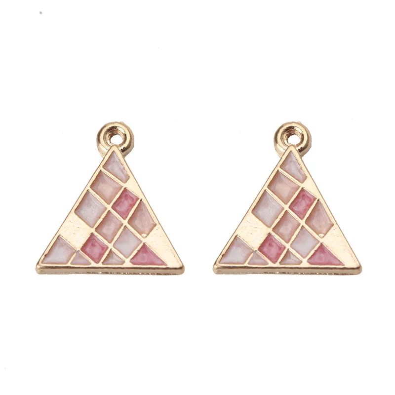 

10pcs/lot 18*14mm Pink/Blue Pattern Charms Triangle Alloy Pendant Earring Jewelry Accessories Fashion Bracelet Making Finding