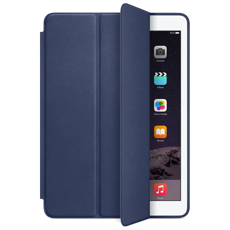 

Tablet case holster for iPad Air 2 leather smart case cover ultra-thin wake dark blue non-slip shock-resistant dirt case