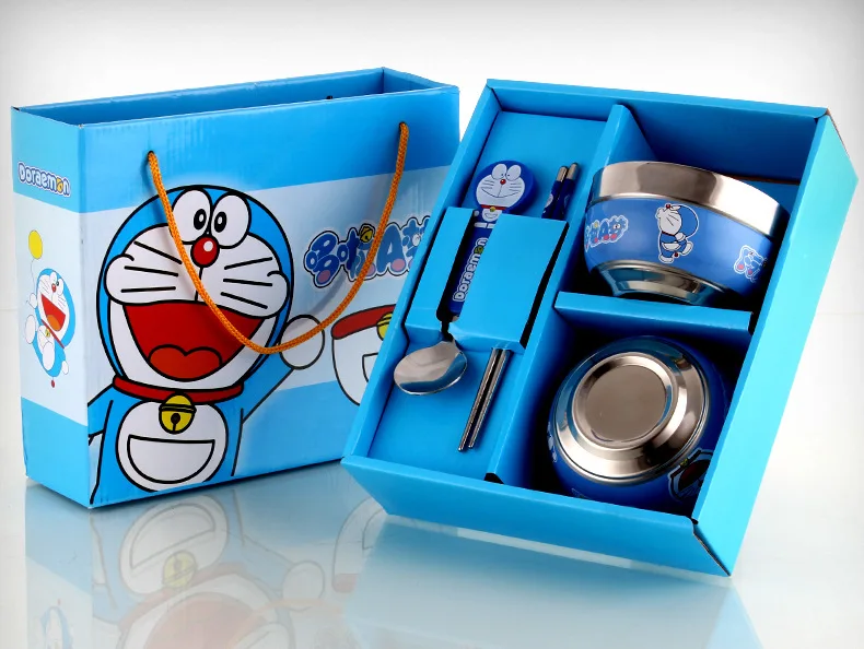 

Doraemon Hello Kitty Stainless Steel Tableware Bowl Tableware Gift Box Thermal Insulation Dinner Set