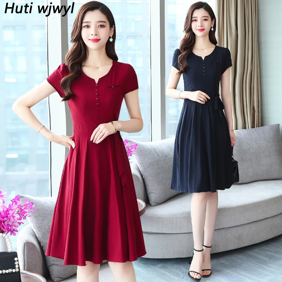 

2019 Femal Vintage Elegant Black Boho Midi Dresses Summer New 4XL Plus Size Solid Beach Sundress Women Bodycon Party Vestidos