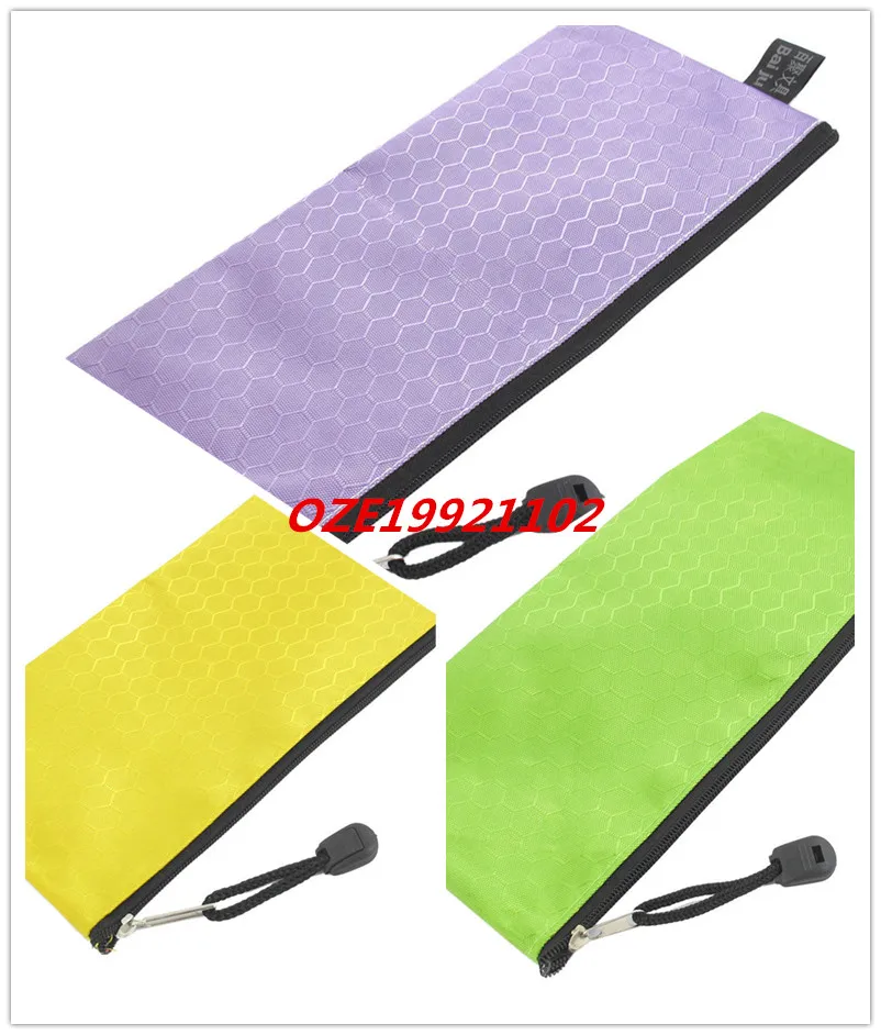 

1 PCS PVC Canvas Zippered Hex Pattern Paper Invoice Pen Bag Tool Holder Yellow Purple Green