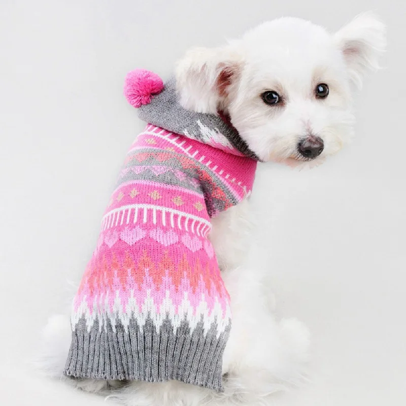 Fashion Pet Clothes Keep Warm Dog Clothing With Hooded Small Dog Knit