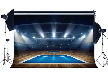 

Basketball Court Backdrop Stadium Backdrops Crowd Shining Stage Lights Shabby Wood Floor Interior Photography Background