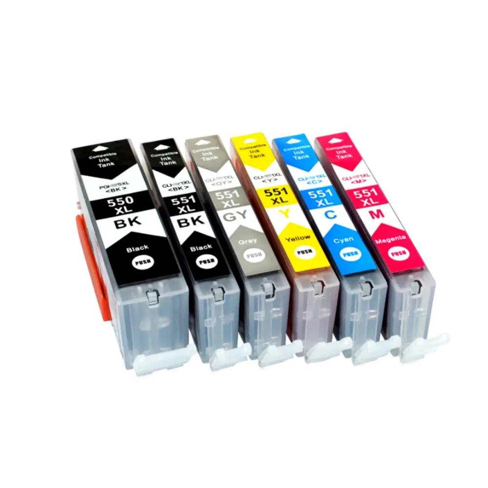 YLC 6 шт. цветов совместимый картридж для Canon IP7250 MG5450 MX925 MG5550 MG6450 MG5650 MG6650