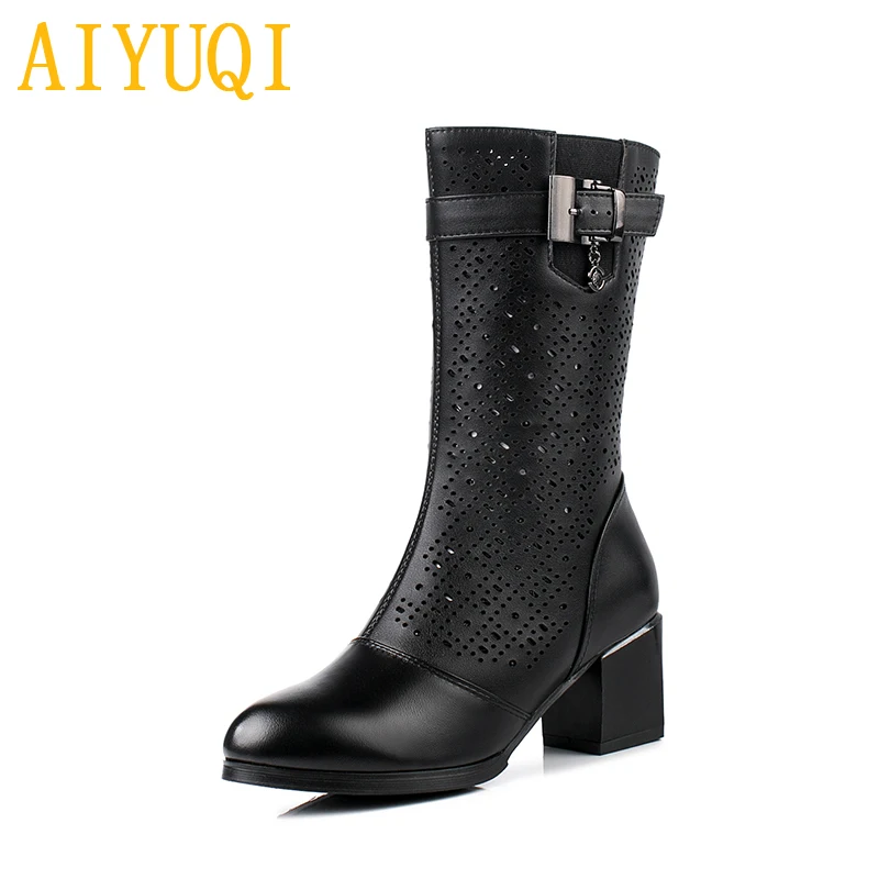 Taille Black 42 Chaussures claret Talons Véritable 41 Cuir Femmes D'été MailleÀ Printemps Grande 2019 Mode Bottes Nouveau Aiyuqi Femelle En Hauts 43 De lJ1TFKc3