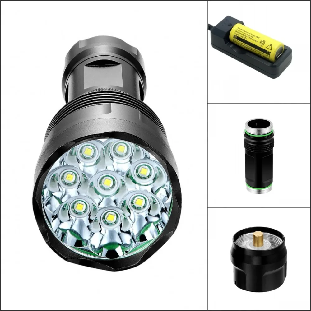 

12000 Lm 5 Mode 8 x CREE XM-L T6 LED Flashlight Torch 8T6 Light High Power Torch 18650/26650 Battery T8