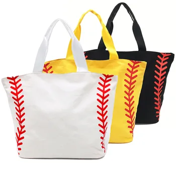 

Large Baseball Softball Football Soccer Tote Canvas Shoulder Handbag Sports Bag Casual Travelling School Students Book Laptop