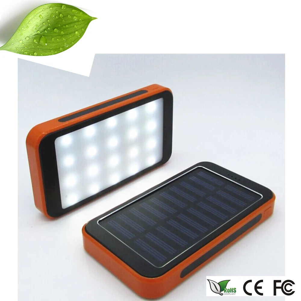 2016 Brand 20000mAh waterproof solar power bank With camping lights