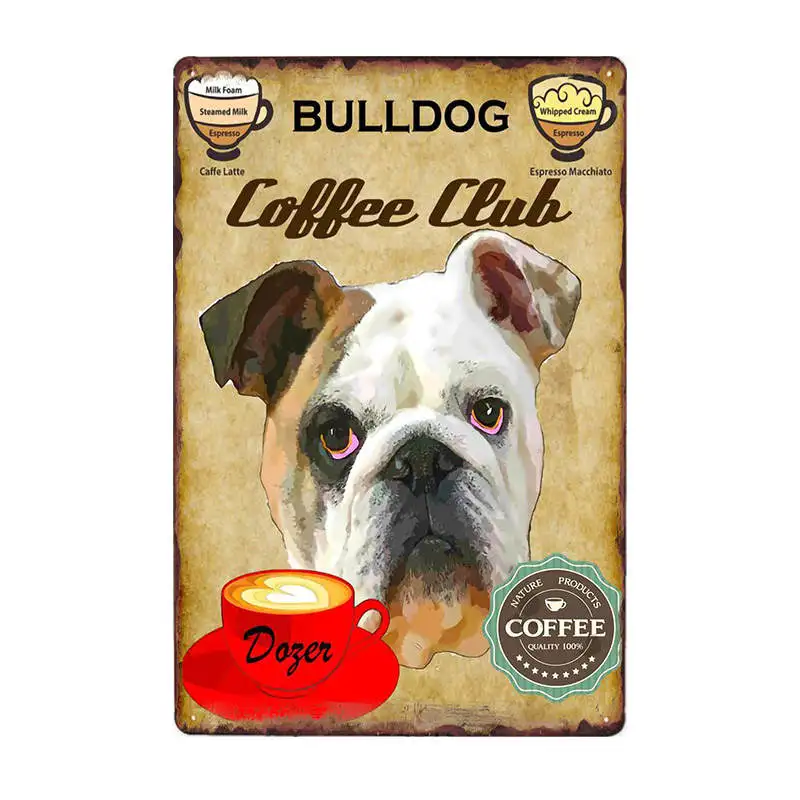 Собаки кофейная табличка металлическая винтажная жестяная вывеска кофе кафе бар настенный плакат паб художественная живопись 20*30 см - Цвет: 60213