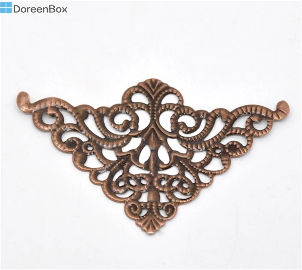 

Doreen Box Lovely 30 Copper Tone Filigree Triangle Wraps Connectors (B13803)