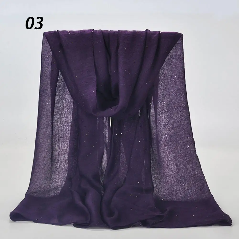 Sparsil женский весенний Блестящий однотонный шарф мягкие пляжные шали осенние женские тонкие обертки хиджаб шарфы 180*90 см универсальные - Цвет: 03 Purple