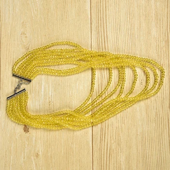 

Flicker Yellow multi-layer round Synthesis pearl and Glass Crystal gem necklace, can give friends and relatives