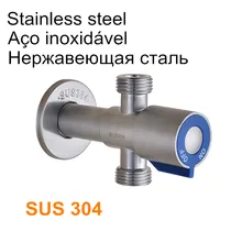1/2 “pulgadas de Doble Salida de Acero Inoxidable SUS 304 Largo Válvula de Ángulo Cocina Accesorios de Baño Calentador de Agua Válvulas de Ángulo Extendido