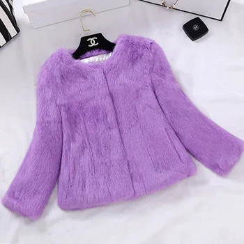 

Lady Real Rabbit Fur Jacket Coat Autumn Winter Genuine Women Fur Short Outerwear Coats LF4297