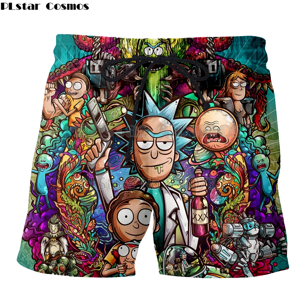 

PLstar Cosmos Brand clothing Newest design Animation Rick and Morty 3d Shorts Harajuku Mens Womens Summer Cool Casual shorts