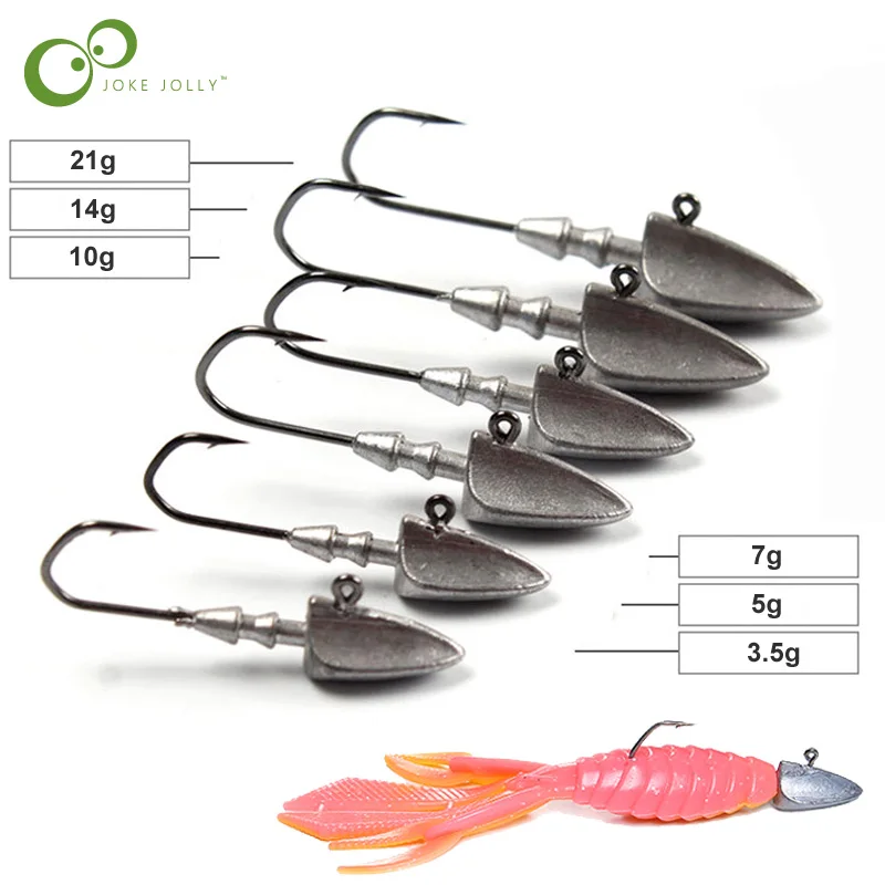 5 шт./лот головки крючков 3.5g 5g 7g 10g 14g 21 гр приманка Jig Head крюк Многоцветный