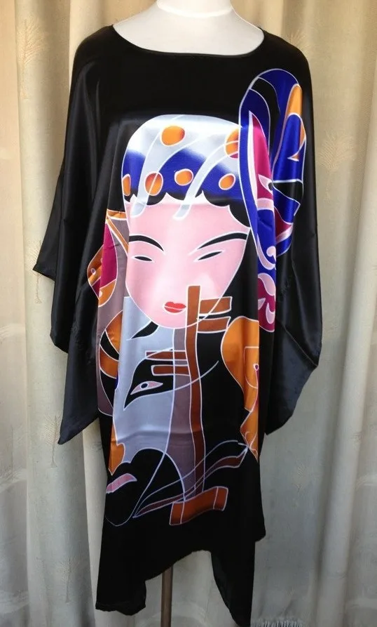 Новое поступление, черный китайский женский шелковый халат из вискозы, модная Женская Весенняя Пижама, ночная рубашка, один размер S5001 - Цвет: Black