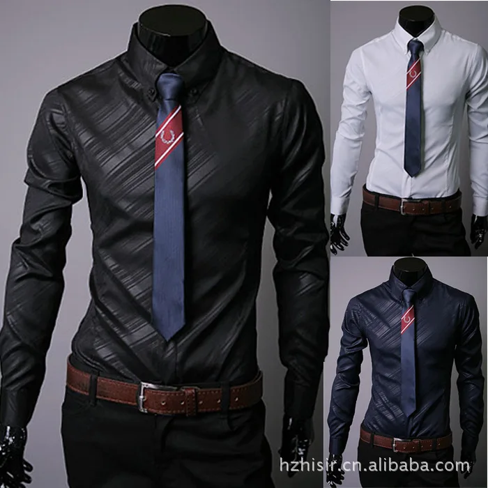 

2018 Men's Long Sleeve Dress Shirt Comfortable Male Formal Business Regular-fit Twill Tops Shirts for Work Office Wear