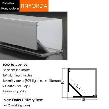 

Tinyorda 1000Pcs (1M Length) Led Alu Profile Led Channel Profil for 10mm LED Strip Light 1M LED Profile Alu Profile channel