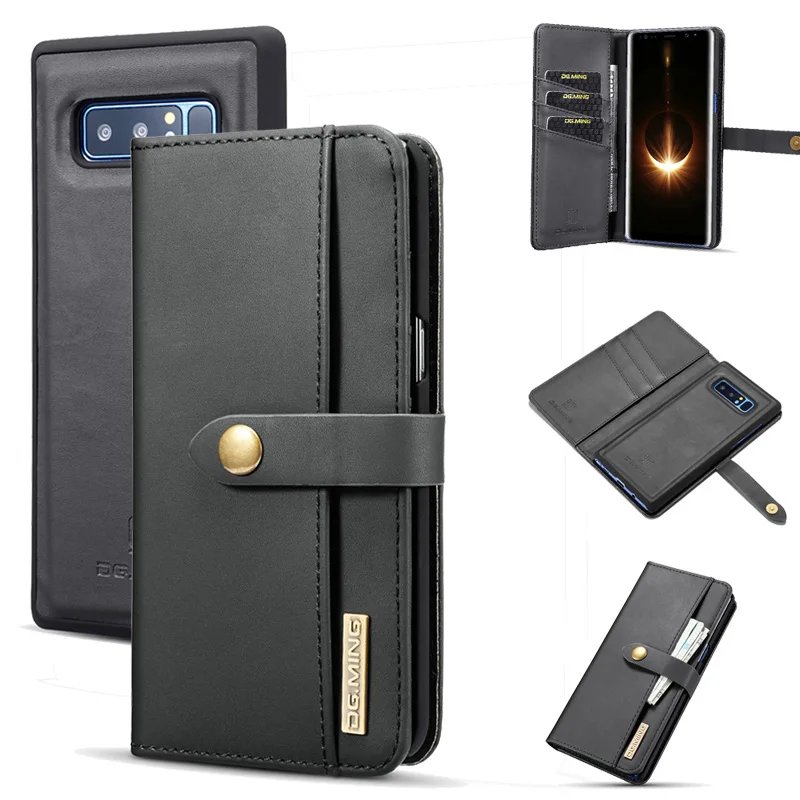 

Luxury Genuine Leather Case Flip Magnetic Cover 2 in 1 Detachable For Samsung Galaxy Note 8 Note 9 S9 S8 Plus Case JS0327