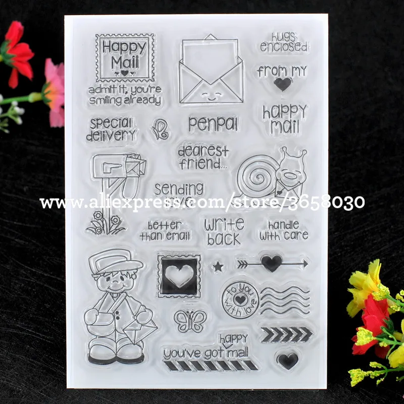 Happy Mail отправка любовь специальная скрапбук DIY фото карты резиновый чистый штамп для скрапбукинга прозрачный штамп 10x15 см 8072367