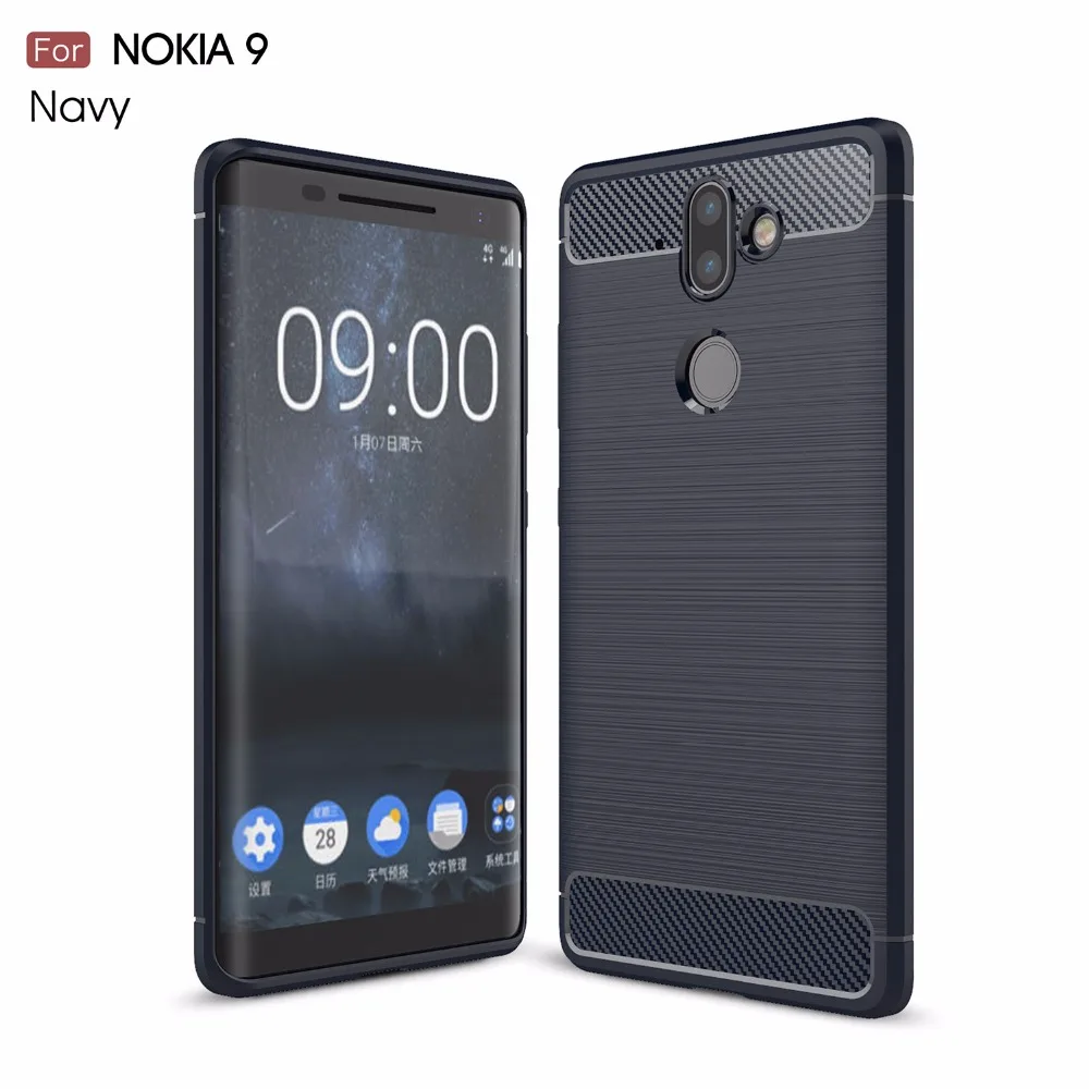 100 шт./лот рисунок из углеродного волокна Задняя накладка чехла ТПУ для Nokia 1 2 3 5 6 7