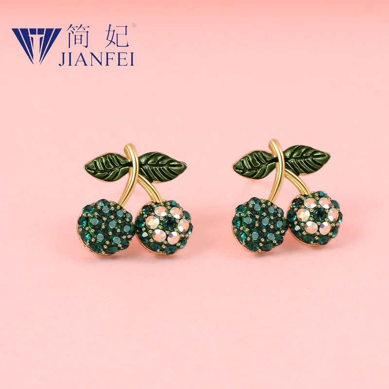 

Green cherry 925 sterling silver needle Simplicity Fashion Graceful Earrings For Woman Girls Fashion Jewelry Gift 4